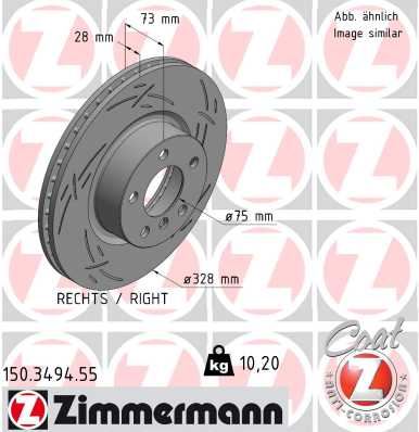 ZIMMERMANN 150.3494.55 Fren Sistemleri Fren Diski - BMW X3 (F25) uyumlu