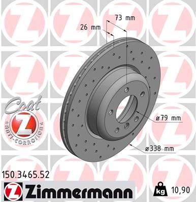 ZIMMERMANN 150.3465.52 Fren Sistemleri Fren Diski - BMW 1 Coupe (E82) uyumlu