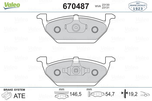VALEO 670487 Fren Sistemleri Fren Balatası - SEAT IBIZA IV (6J5, 6P1) uyumlu