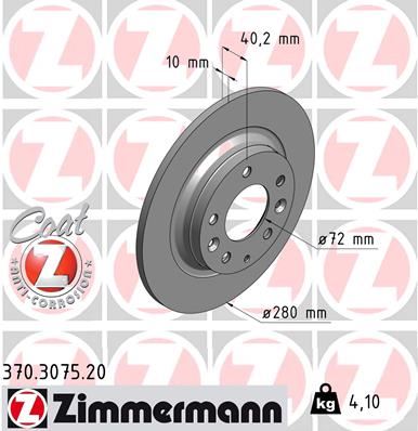 ZIMMERMANN 370.3075.20 Fren Sistemleri Fren Diski - MAZDA 6 Hatchback (GH) uyumlu