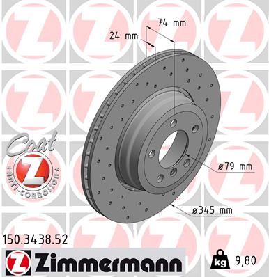ZIMMERMANN 150.3438.52 Fren Sistemleri Fren Diski - BMW 7 (E65, E66, E67) uyumlu