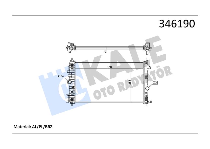 KALE OTO RADYATÖR 346190 Soğutma Sistemi Su Soğutucu & Parçaları - SAAB 9-5 (YS3G) uyumlu