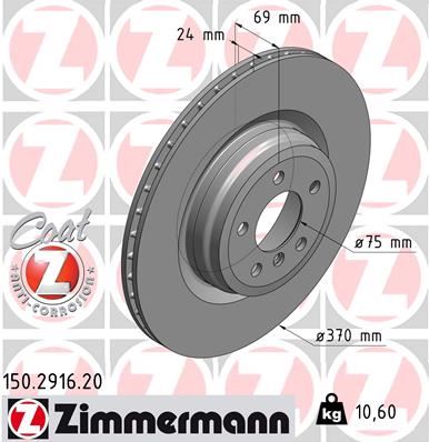 ZIMMERMANN 150.2916.20 Fren Sistemleri Fren Diski - BMW 7 (F01, F02, F03, F04) uyumlu