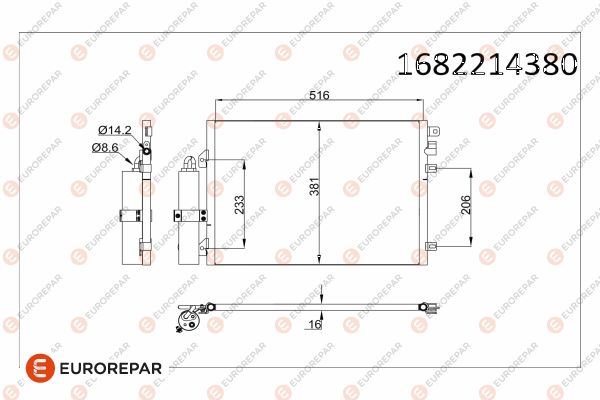 EUROREPAR 1682214380 İklimlendirme Sistemi Klima Radyatörü - DACIA LOGAN (LS_) uyumlu