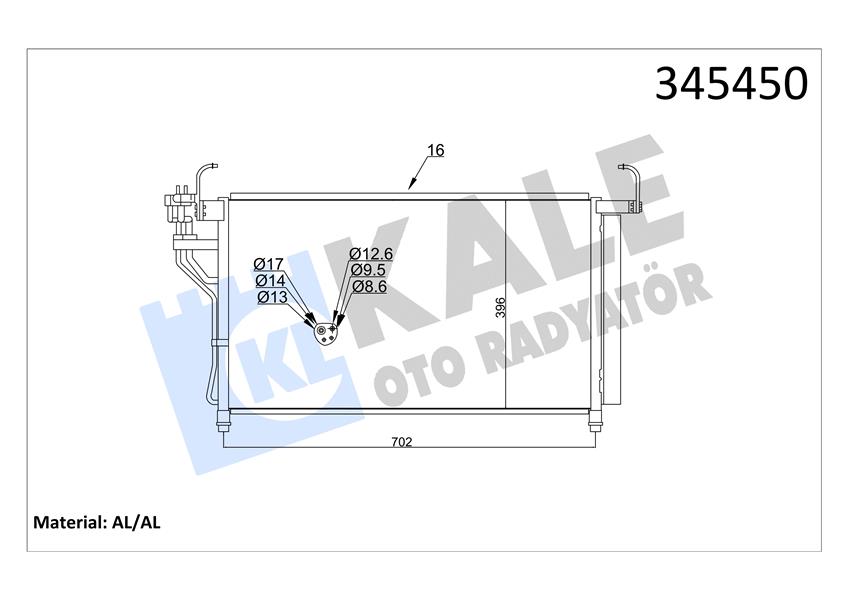 KALE OTO RADYATÖR 345450 İklimlendirme Sistemi Klima Radyatörü - HYUNDAI H-1 Travel (TQ) uyumlu