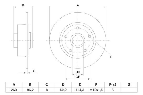 BOSCH 0 986 479 708 Fren Sistemleri Fren Diski - RENAULT MEGANE III Hatchback (BZ0/1_, B3_) uyumlu