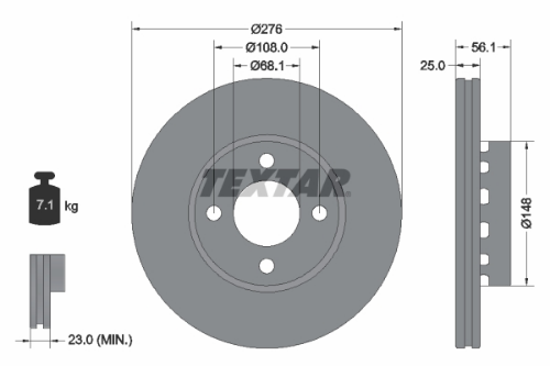 TEXTAR 92060500 Fren Sistemleri Fren Diski - AUDI COUPE B3 (89, 8B3) uyumlu