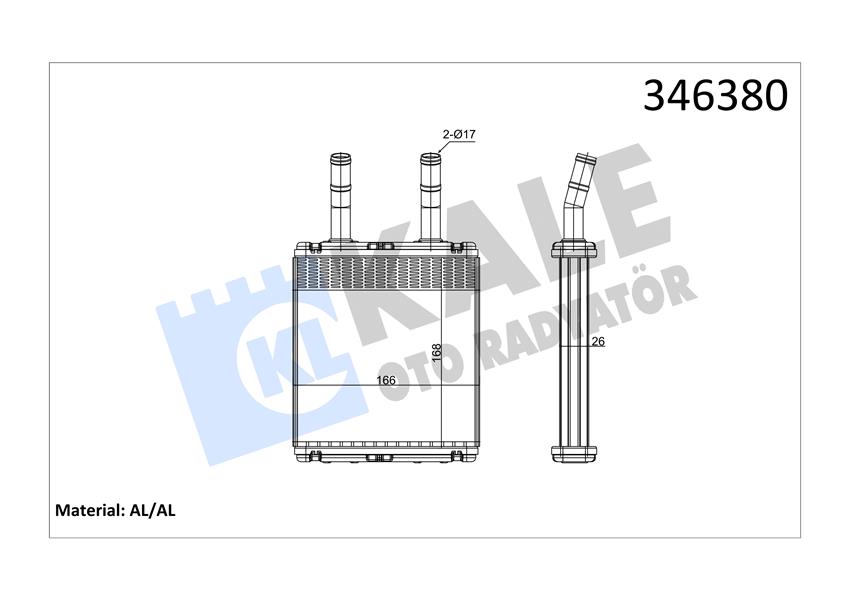 KALE OTO RADYATÖR 346380 İklimlendirme Sistemi İç Mekan Isı Değiştirici - HYUNDAI ACCENT I (X-3) uyumlu