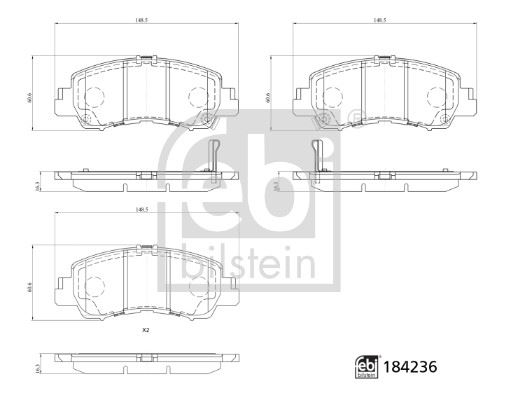FEBI BILSTEIN 184236 Fren Sistemleri Fren Balatası - MITSUBISHI ECLIPSE CROSS (GK_, GL_) uyumlu