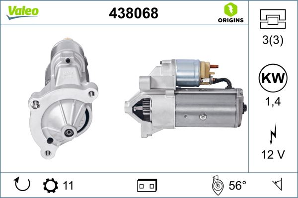 VALEO 438068 Elektrik Sistemi Marş Motoru - CITROËN C4 II (NC_) uyumlu