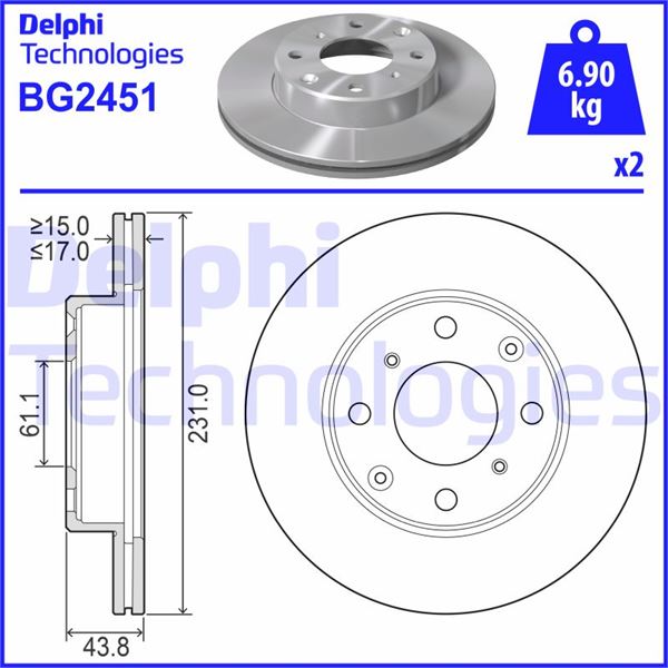 DELPHI BG2451 Fren Sistemleri Fren Diski - ROVER 200 I Sedan (XH) uyumlu
