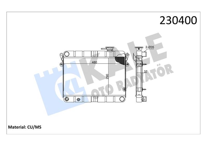 Su Radyatörü - KALE OTO RADYATÖR - 0101083PS Ürün Görseli