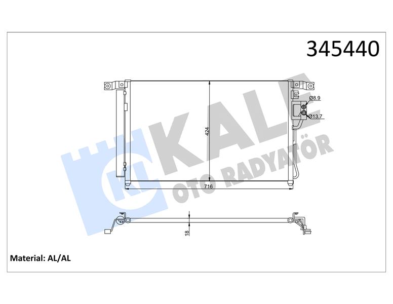 KALE OTO RADYATÖR 345440 İklimlendirme Sistemi Klima Radyatörü - HYUNDAI SANTA FÉ II (CM) uyumlu