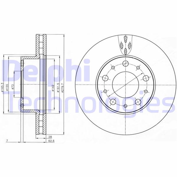 DELPHI BG4059 Fren Sistemleri Fren Diski - FIAT DUCATO Panelvan/Van (250_) uyumlu