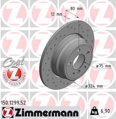 ZIMMERMANN 150.1299.52 Fren Sistemleri Fren Diski - BMW X5 (E53) uyumlu