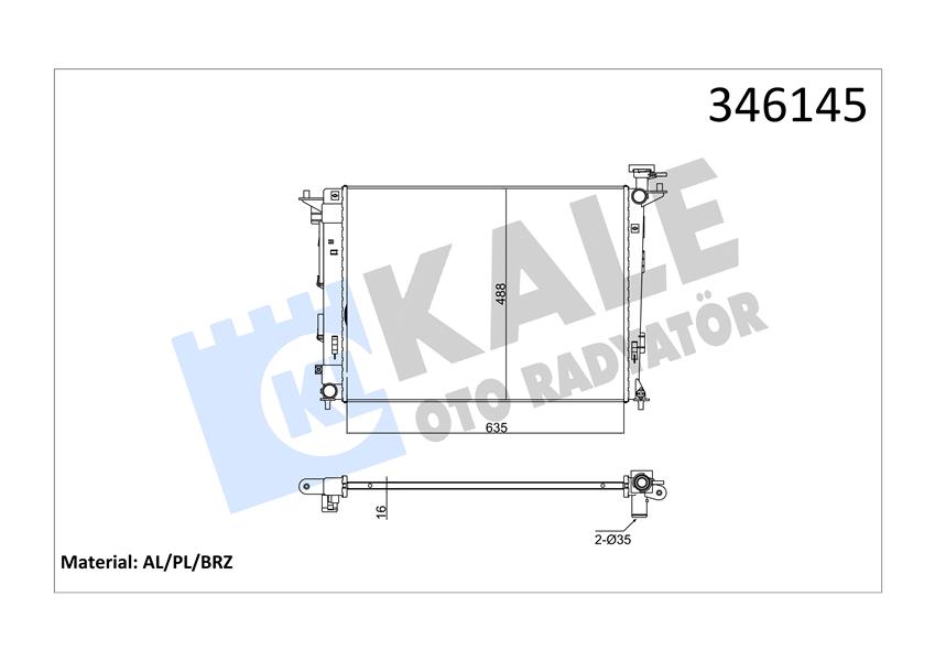 KALE OTO RADYATÖR 346145 Soğutma Sistemi Su Soğutucu & Parçaları - KIA SPORTAGE III (SL) uyumlu