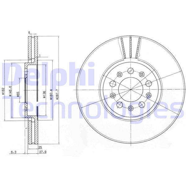 DELPHI BG3035C Fren Sistemleri Fren Diski - AUDI A3 (8L1) uyumlu