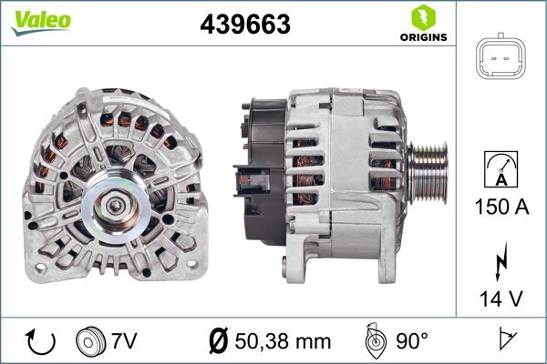 VALEO 439663 Elektrik Sistemi Alternatör - RENAULT ESPACE IV (JK0/1_) uyumlu