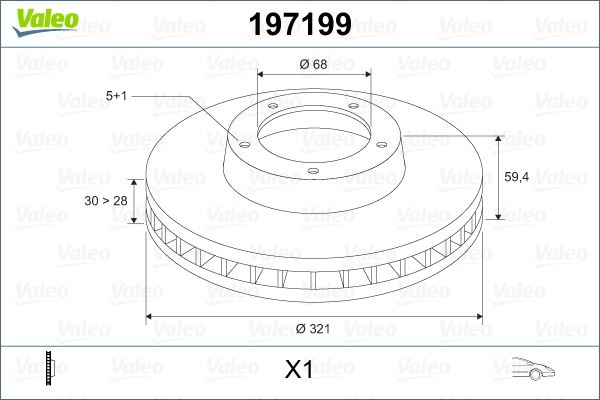 VALEO 197199 Fren Sistemleri Fren Diski - AUDI A6 C6 (4F2) uyumlu