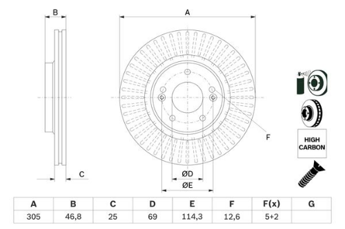 BOSCH 0 986 479 E42 Fren Sistemleri Fren Diski - HYUNDAI TUCSON (TL, TLE) uyumlu