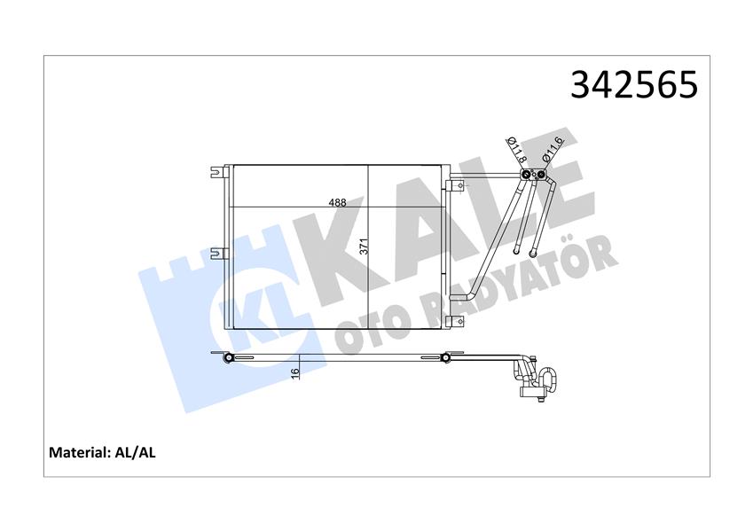 KALE OTO RADYATÖR 342565 İklimlendirme Sistemi Klima Radyatörü - OPEL VECTRA B (J96) uyumlu