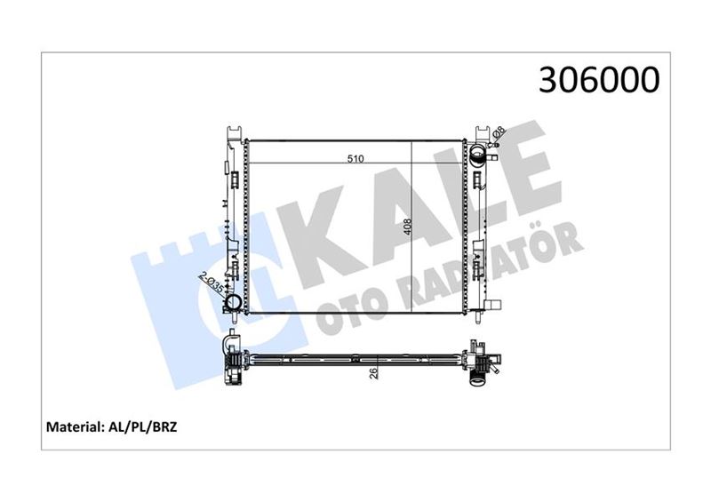 Su Radyatörü - KALE OTO RADYATÖR - 0518601AB