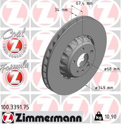 ZIMMERMANN 100.3391.75 Fren Sistemleri Fren Diski - AUDI A6 Allroad C8 (4AH) uyumlu
