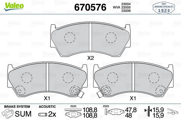 VALEO 670576 Fren Sistemleri Fren Balatası - NISSAN ALMERA I Hatchback (N15) uyumlu