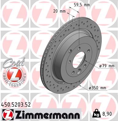 ZIMMERMANN 450.5203.52 Fren Sistemleri Fren Diski - LAND ROVER DISCOVERY IV (L319) uyumlu