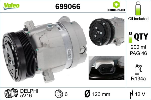 VALEO 699066 İklimlendirme Sistemi Kompresör Parçaları - OPEL VECTRA A Hatchback (J89) uyumlu