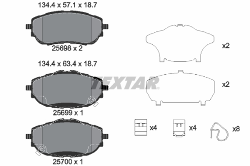 TEXTAR 2569801 Fren Sistemleri Fren Balatası - TOYOTA COROLLA Sedan (_E18_, ZRE1_) uyumlu