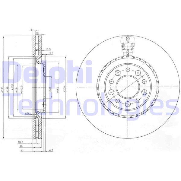 DELPHI BG3993 Fren Sistemleri Fren Diski - ALFA ROMEO GIULIETTA (940_) uyumlu