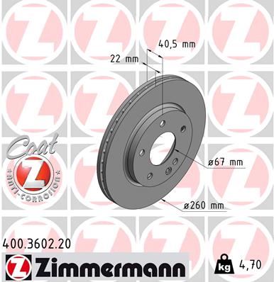 ZIMMERMANN 400.3602.20 Fren Sistemleri Fren Diski - MERCEDES-BENZ A-SERISI (W168) uyumlu