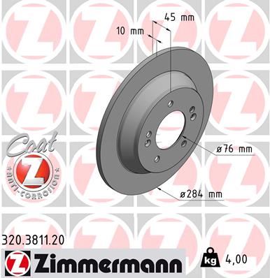 ZIMMERMANN 320.3811.20 Fren Sistemleri Fren Diski - KIA CARENS IV uyumlu
