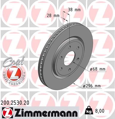 ZIMMERMANN 200.2530.20 Fren Sistemleri Fren Diski - NISSAN NP300 PICKUP (D22) uyumlu