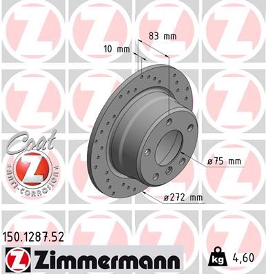 ZIMMERMANN 150.1287.52 Fren Sistemleri Fren Diski - BMW Z3 Roadster (E36) uyumlu