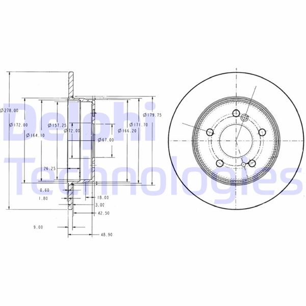 DELPHI BG3326C Fren Sistemleri Fren Diski - MERCEDES-BENZ 124 Sedan (W124) uyumlu
