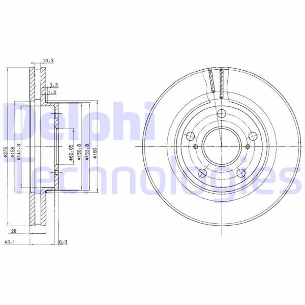 DELPHI BG2782 Fren Sistemleri Fren Diski - TOYOTA CAMRY (_V1_) uyumlu