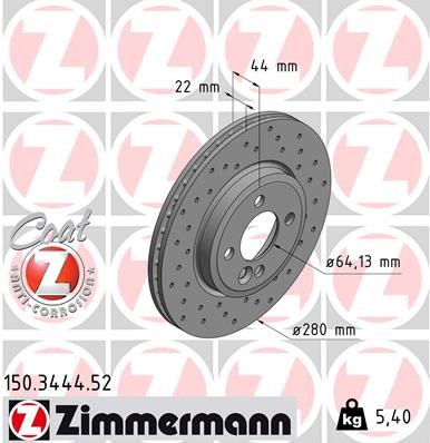 ZIMMERMANN 150.3444.52 Fren Sistemleri Fren Diski - MINI MINI (R56) uyumlu