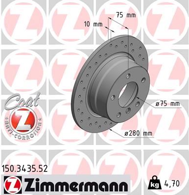 ZIMMERMANN 150.3435.52 Fren Sistemleri Fren Diski - BMW Z4 Roadster (E85) uyumlu