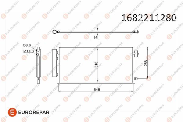 EUROREPAR 1682211280 İklimlendirme Sistemi Klima Radyatörü - FIAT 500L (351_, 352_) uyumlu