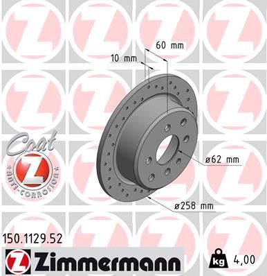 ZIMMERMANN 150.1129.52 Fren Sistemleri Fren Diski - BMW 3 (E21) uyumlu