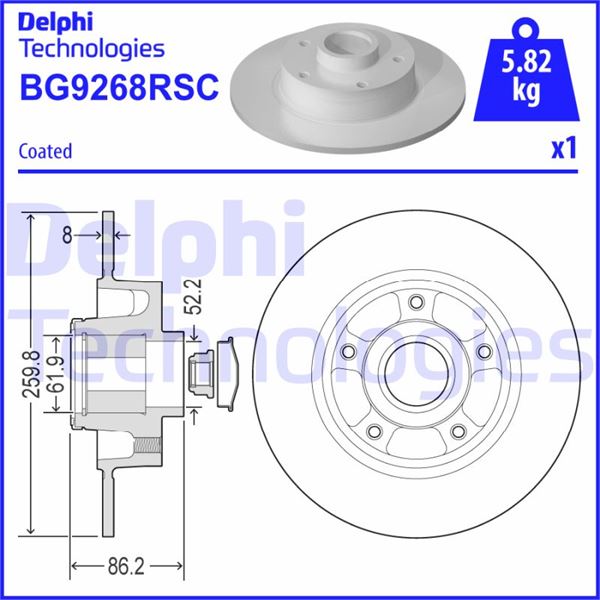 DELPHI BG9268RSC Fren Sistemleri Fren Diski - RENAULT MEGANE IV Grandtour (K9A/M/N_) uyumlu