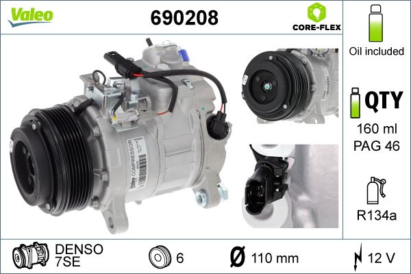 VALEO 690208 İklimlendirme Sistemi Kompresör Parçaları - BMW 6 Coupe (F13) uyumlu