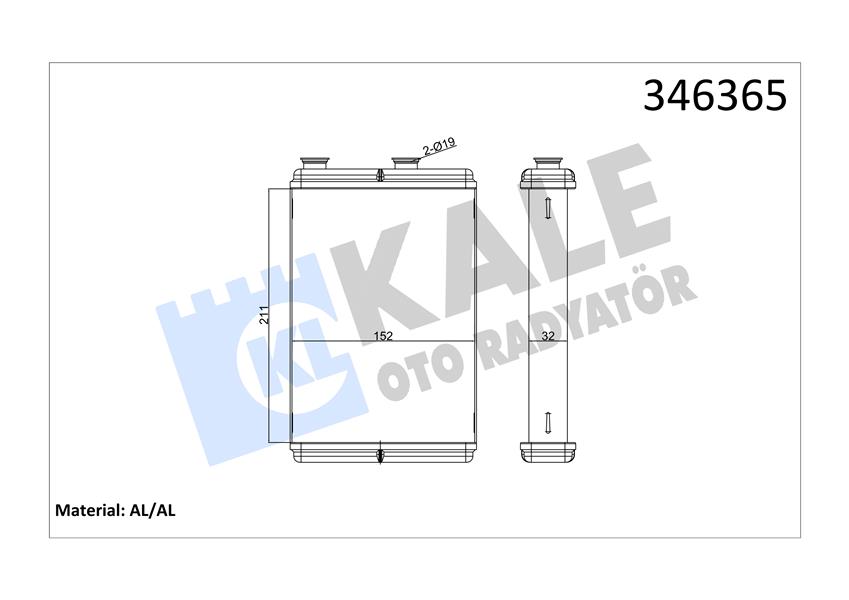 KALE OTO RADYATÖR 346365 İklimlendirme Sistemi İç Mekan Isı Değiştirici - LANCIA YPSILON (843_) uyumlu
