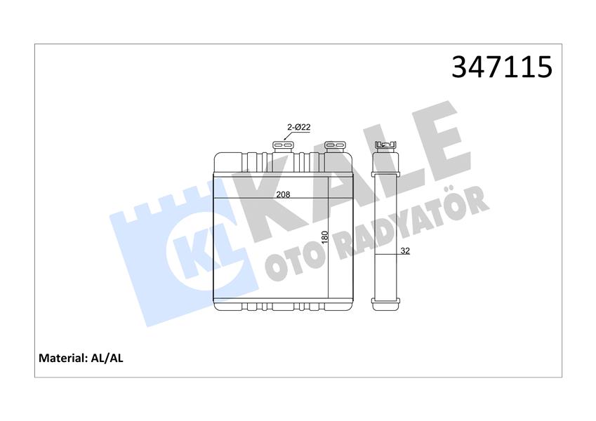 KALE OTO RADYATÖR 347115 İklimlendirme Sistemi İç Mekan Isı Değiştirici - OPEL ASTRA G Hatchback (T98) uyumlu