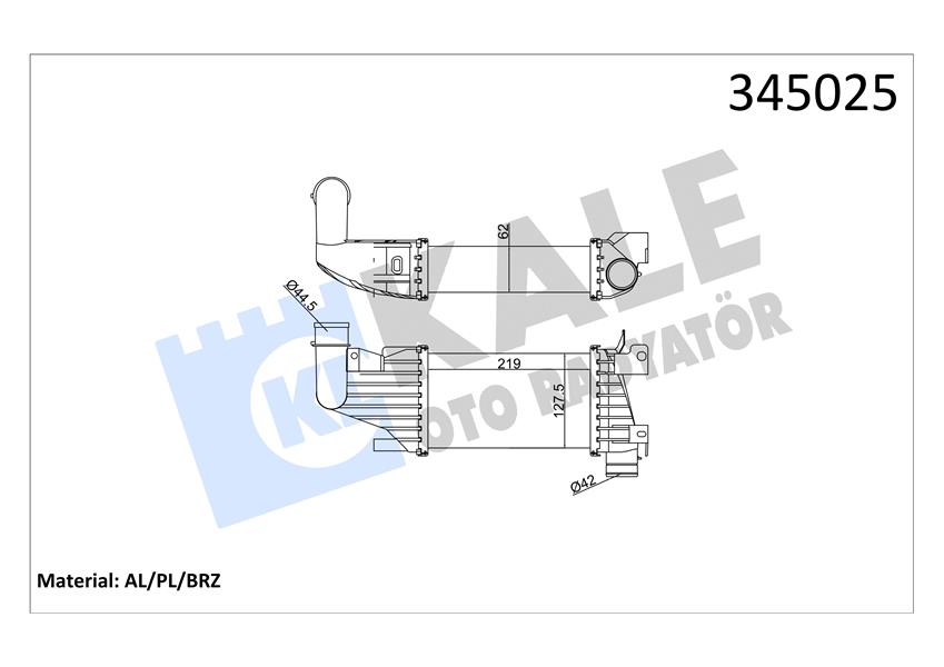 KALE OTO RADYATÖR 345025 Motor Turbo Radyatörü - OPEL ASTRA H Kombi van (L70) uyumlu