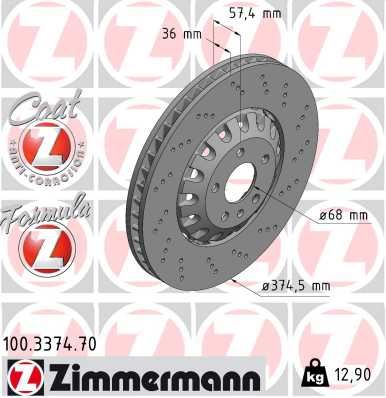 ZIMMERMANN 100.3374.70 Fren Sistemleri Fren Diski - AUDI Q7 (4MB, 4MG, 4MQ) uyumlu