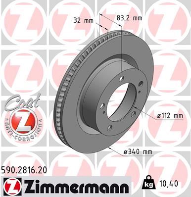 ZIMMERMANN 590.2816.20 Fren Sistemleri Fren Diski - TOYOTA LAND CRUISER 200 (_J2_) uyumlu