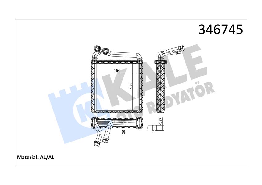 KALE OTO RADYATÖR 346745 İklimlendirme Sistemi İç Mekan Isı Değiştirici - VW PASSAT B7 (362) uyumlu